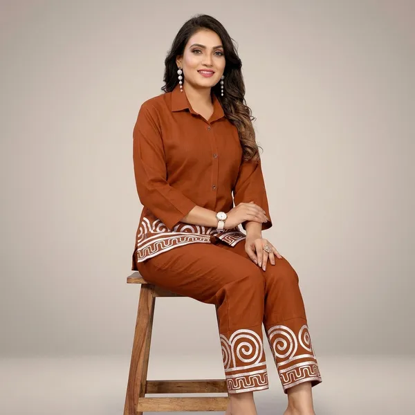 Rust_Cotton_Linen_Straight_Co-Ord_Set_For_Women