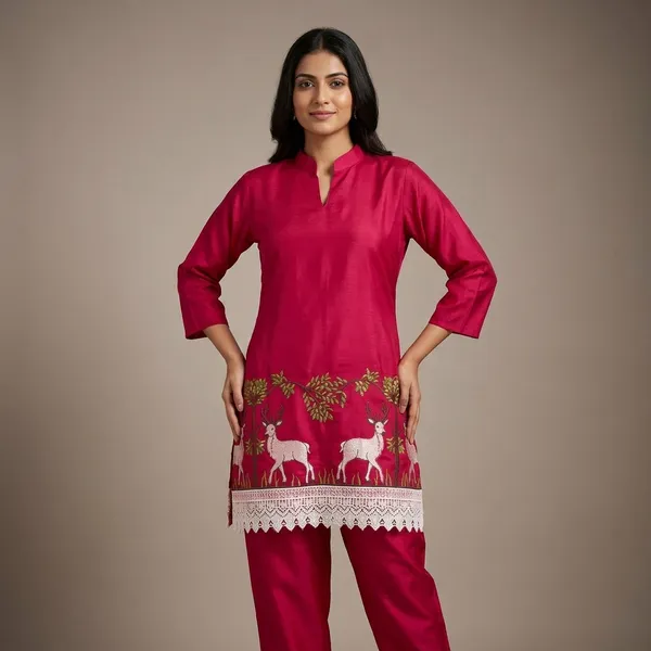 Magenta_Mulberry_Silk_Kurta_Set_For_Women