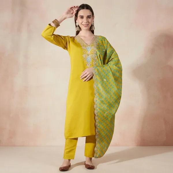 Yellow_Viscose_Rayon_Kurta_Set_With_Dupatta_For_Women