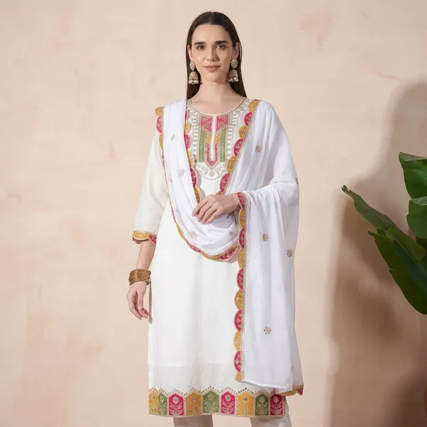White_Vatigun_Embroidered_Kurta_Set_With_Dupatta_For_Women