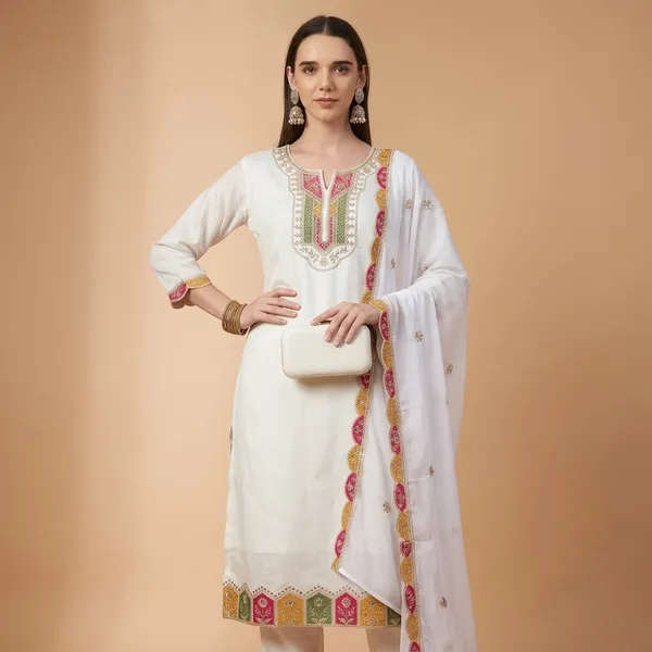 White_Vatigun_Embroidered_Kurta_Set_With_Dupatta_For_Women