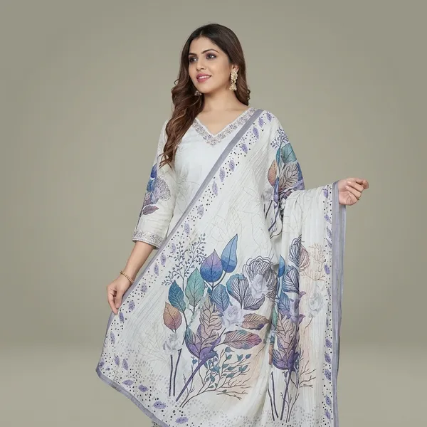 White_Chinon_Kurta_Set_With_Dupatta_For_Women