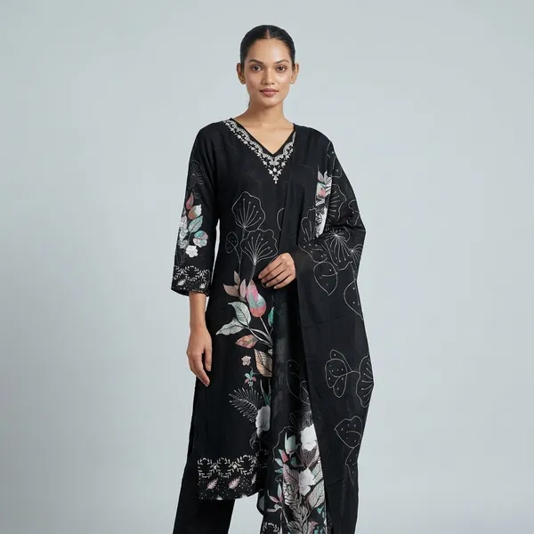Black_Chinon_Kurta_Set_With_Dupatta_For_Women