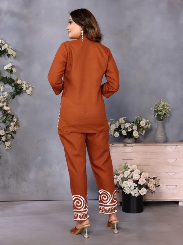 Rust_Cotton_Linen_Straight_Co-Ord_Set_For_Women