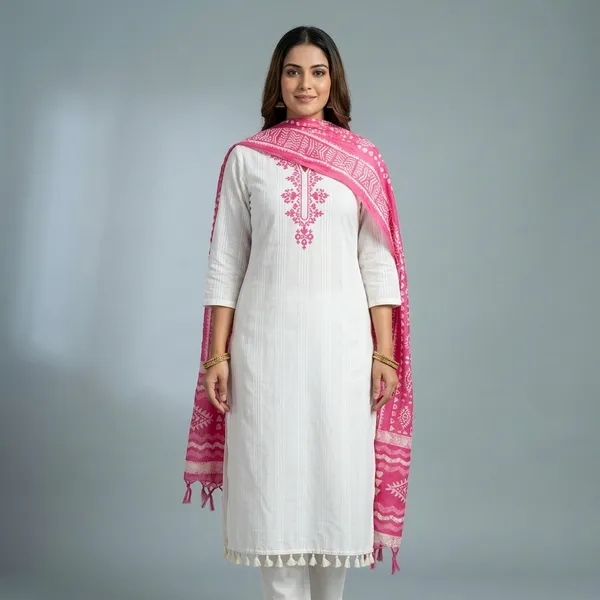 White_Pink_Vatigan_Kurta_Set_With_Dupatta_For_Women
