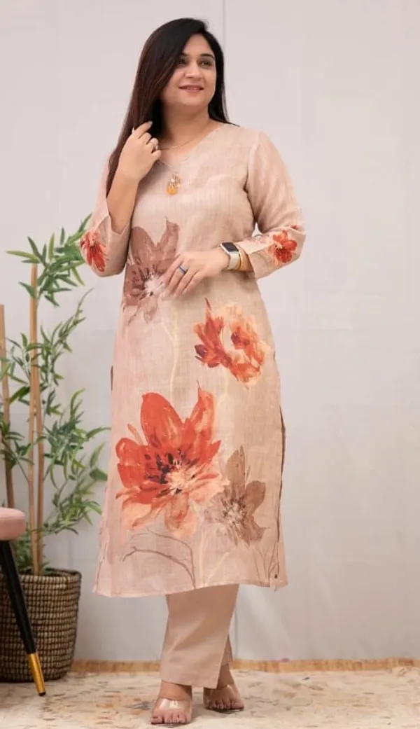 Cream_Chanderi_Cotton_Kurta_Set_For_Women