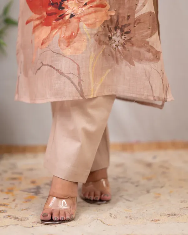 Cream_Chanderi_Cotton_Kurta_Set_For_Women