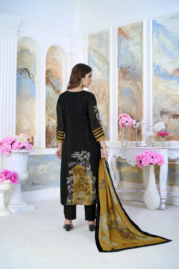 Black_Chinon_Hand_Work_Kurta_Set_With_Dupatta_For_Women