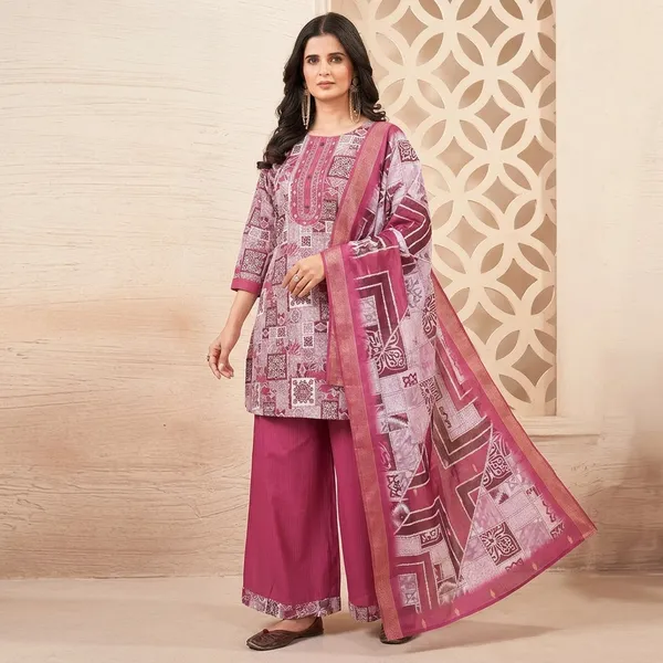 Pink_Poly_Rayon_Kurta_Set_With_Dupatta_For_Women