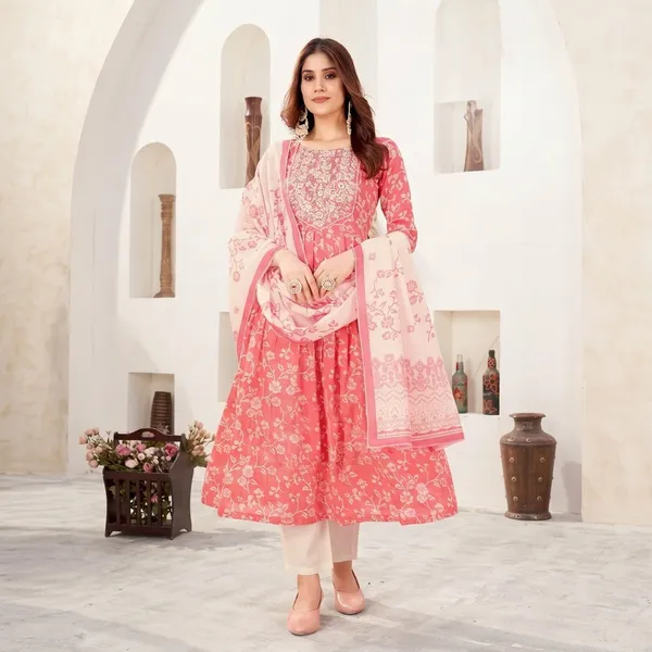 Pink_Poly_Rayon_Kurta_Set_With_Dupatta_For_Women