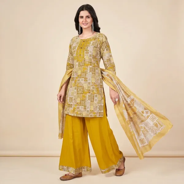 Yellow_Poly_Rayon_Kurta_Set_With_Dupatta_For_Women