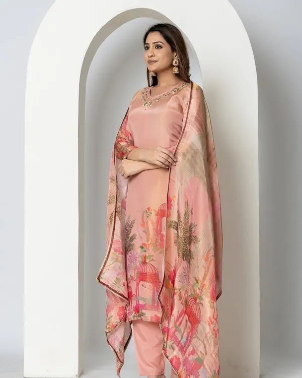 Peach_Chinon_Kurta_Set_With_Dupatta_For_Women