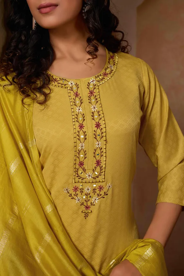 Yellow_Jacquard_Kurta_Set_With_Dupatta_For_Women
