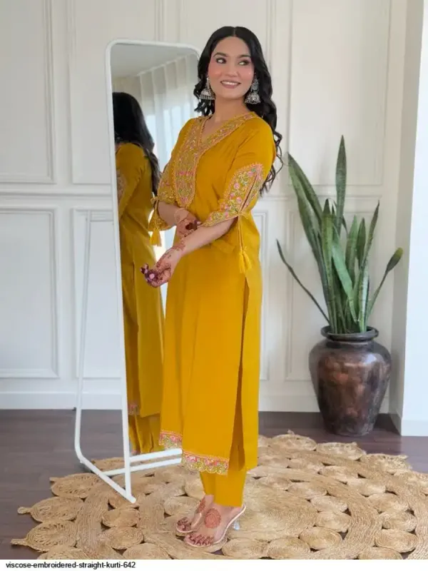 Yellow_Viscose_Roman_Kurta_Set_With_Dupatta_For_Women