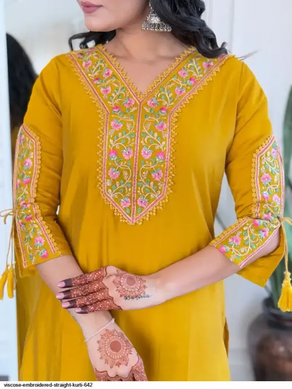 Yellow_Viscose_Roman_Kurta_Set_With_Dupatta_For_Women