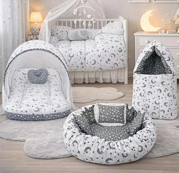 Kids_Care_Grey_Moon_Star_Print_Baby_Bedding_Set_With_Mosquito_Net_And_Sleeping_Bag_Pack_Of_3