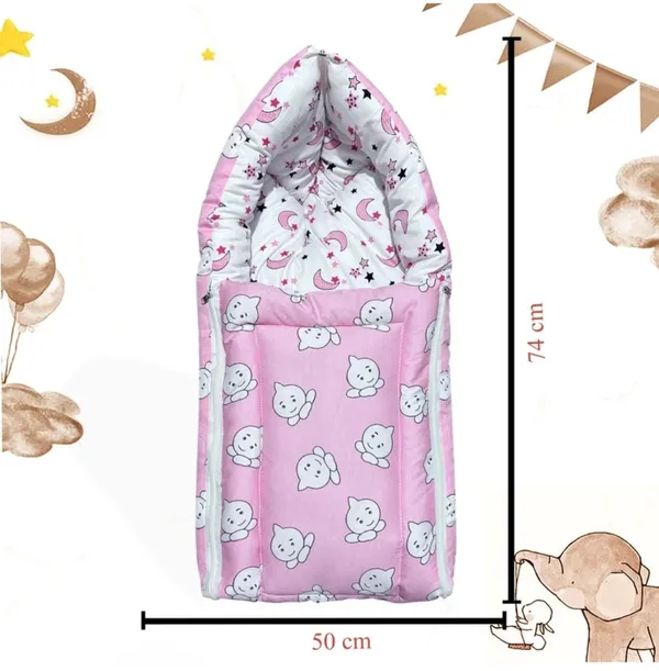 Kids_Care_Pink_Cotton_Cat_Print_Baby_Sleeping_Bag_Carry_Nest