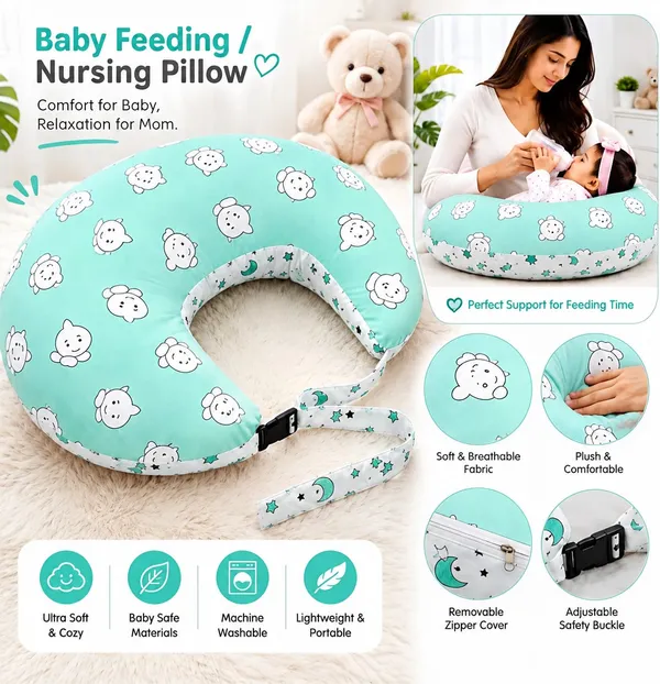 Kids_Care_Cotton_Baby_Feeding_Pillow_Printed_(Green)