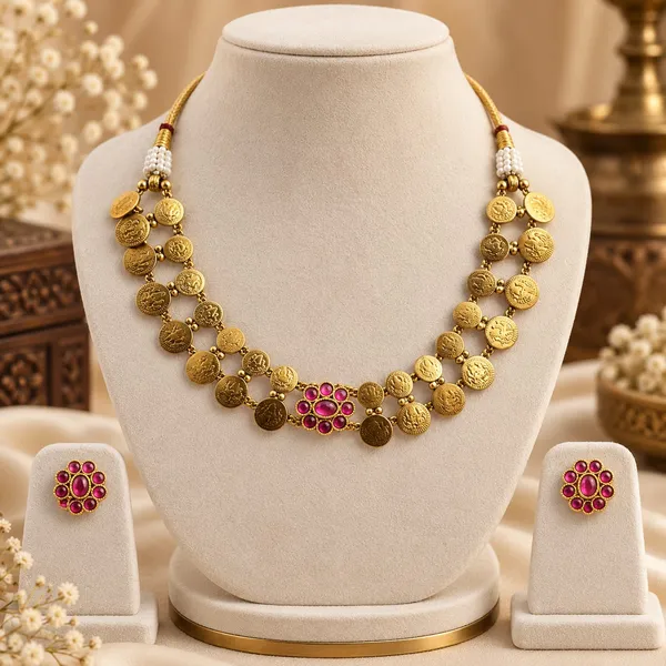 Antique_Gold_Coin_Necklace_Set_with_Ruby_Pink_Stones