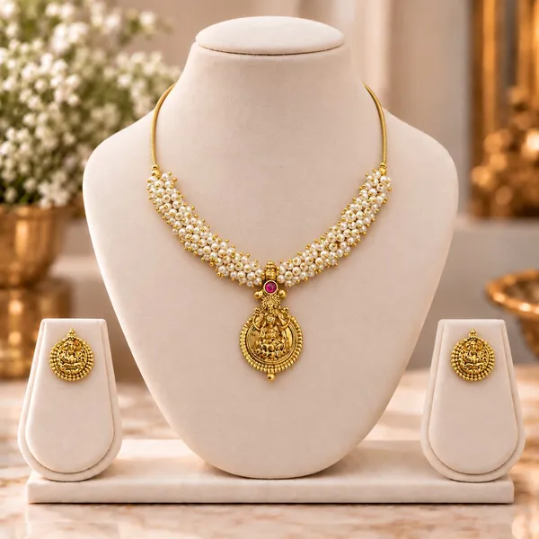 Pearl_Lakshmi_Temple_Necklace_Set_with_Earrings