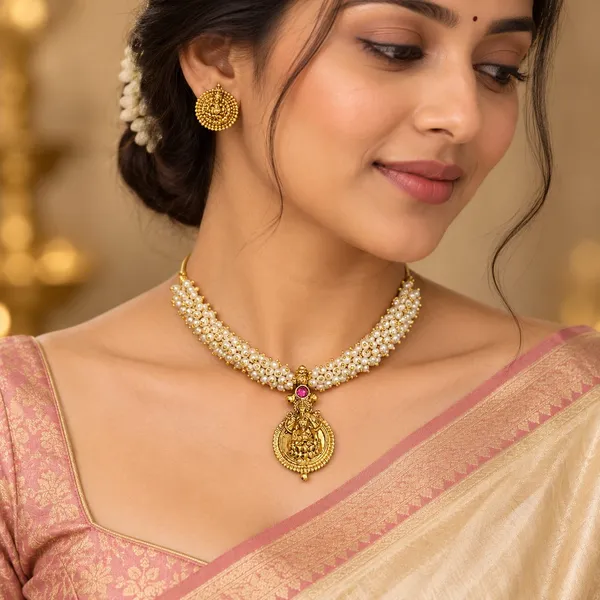 Pearl_Lakshmi_Temple_Necklace_Set_with_Earrings