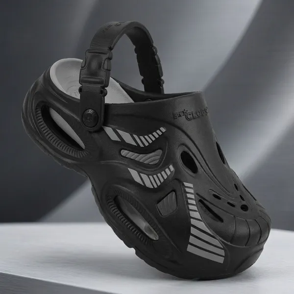 Black_And_Grey_Eva_Slip-On_Clogs_For_Men