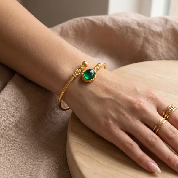 Gold_Green_Stone_Open_Cuff_Bracelet_for_Women_|_Stainless_Steel_Adjustable_Bangle