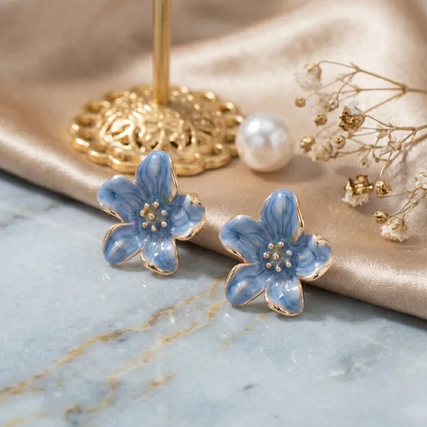 Azure_Bloom_Anti_Tarnish_Floral_Stud_Earrings_for_Women_|_Blue_Enamel_Flower_Earrings