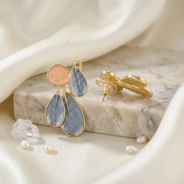 Bloom_Leaf_Anti_Tarnish_Statement_Drop_Earrings_for_Women_|_Gold_&_Grey_Floral_Earrings