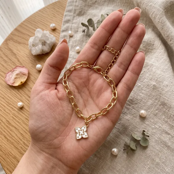 Gold_Floral_Charm_Bracelet_for_Women_|_Stainless_Steel_Adjustable_Chain_Bracelet