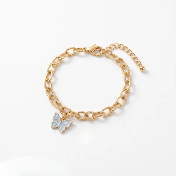 Blue_Butterfly_Charm_Bracelet_for_Women_|_Gold_Plated_Stainless_Steel_Chain_Bracelet