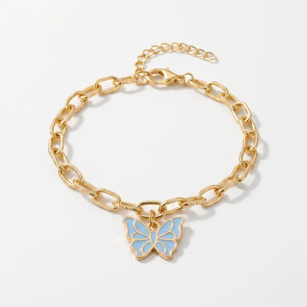 Blue_Butterfly_Charm_Bracelet_for_Women_|_Gold_Plated_Stainless_Steel_Chain_Bracelet