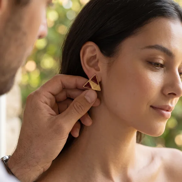 Geometric_Triangle_Gold_Plated_Stud_Earrings_for_Women_|_Maroon_Enamel_Minimalist_Earrings