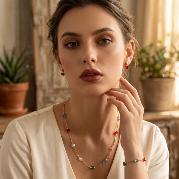 Multicolor_Crystal_Beaded_Necklace_Set_for_Women_|_Gold_Chain_with_Matching_Bracelet_&_Earrings