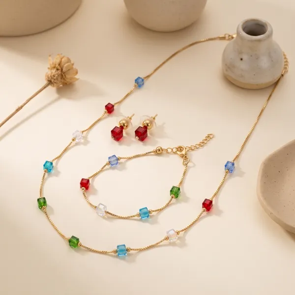 Multicolor_Crystal_Beaded_Necklace_Set_for_Women_|_Gold_Chain_with_Matching_Bracelet_&_Earrings