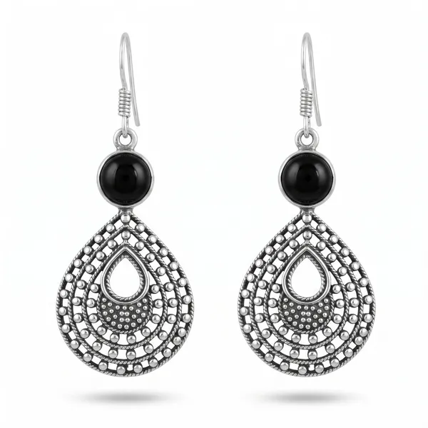 Silver_Black_Onyx_Teardrop_Dangle_Earrings_for_Women_|_Vintage_Boho_Drop_Earrings