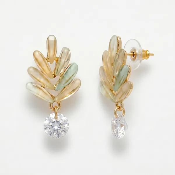Gold_Leaf_Drop_Earrings_with_Crystal_Charm_for_Women_|_Elegant_Statement_Earrings