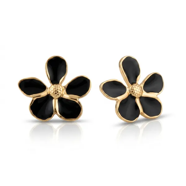 Black_Floral_Stud_Earrings_for_Women_|_Gold_Plated_Stainless_Steel_Flower_Earrings
