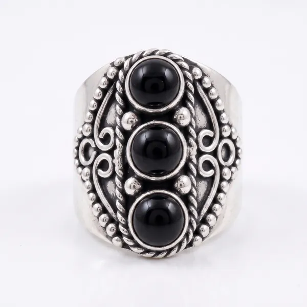 Silver_Triple_Black_Onyx_Ring_for_Women_|_Handmade_Statement_Ring