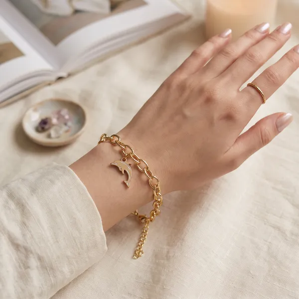 Gold_Dolphin_Charm_Bracelet_for_Women_|_Stainless_Steel_Chain_Bracelet_with_Adjustable_Clasp