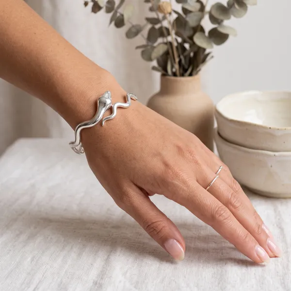 Anti_Tarnish_Snake_Cuff_Bracelet_for_Women_|_Silver_Plated_Open_Bangle_|_Adjustable_Serpent_Bracelet