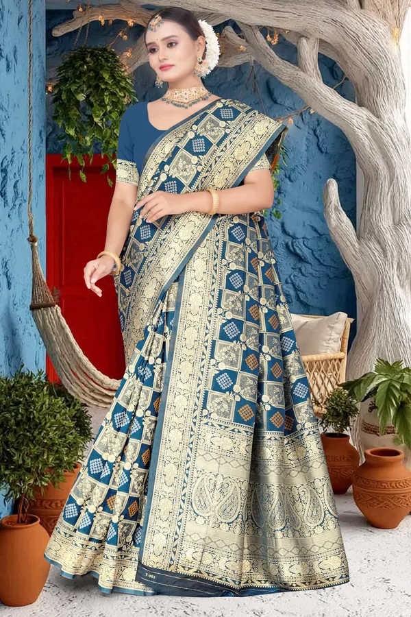 Women's_Banarasi_Art_Silk_Saree_–_Steel_Blue_Festive_Wear_Saree_with_Heavy_Woven_Golden_Zari_Border_and_Blouse_Piece