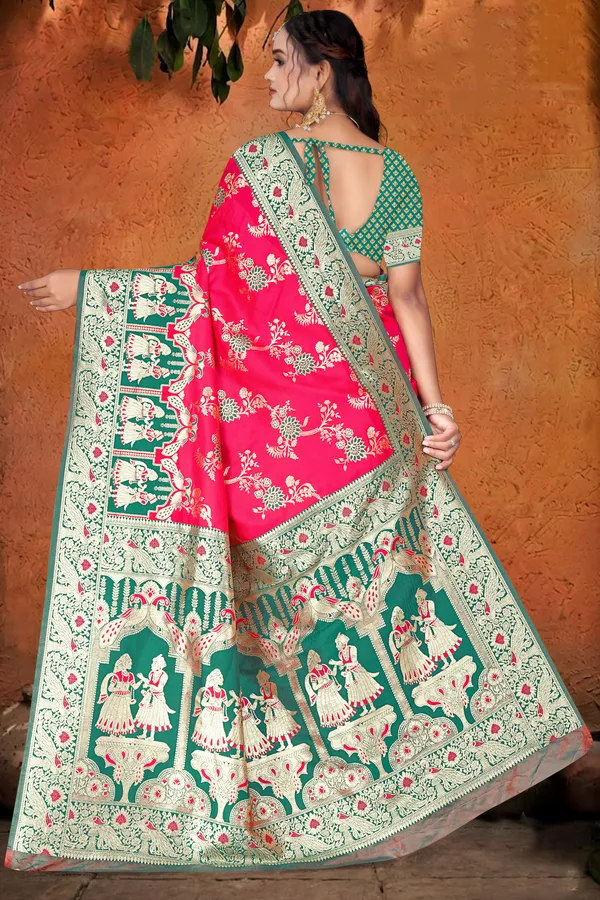 Women's_Banarasi_Art_Silk_Saree_–_dark_pink_Festive_Wear_Saree_with_Heavy_Woven_Golden_Zari_Pallu_and_Blouse_Piece