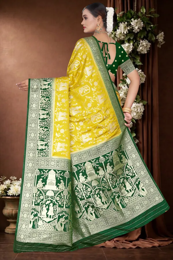 Women's_Banarasi_Art_Silk_Saree_–_Bright_Yellow_&_Dark_Green_Festive_Wear_Saree_with_Heavy_Woven_Zari_Border_and_Blouse_Piece