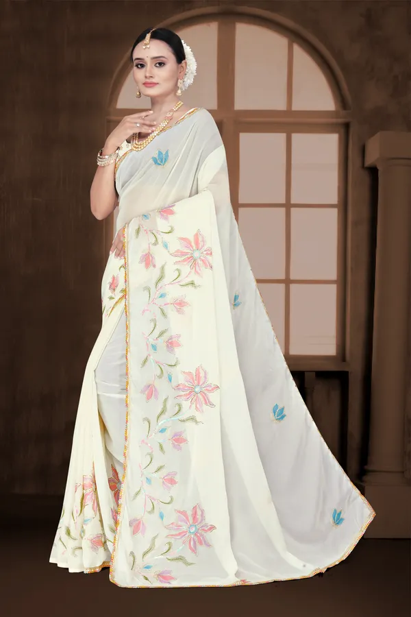 Women's_WHITE_Floral_Embroidered_Saree_–_Festive_Wear_Star_Georgette_Saree_with_Matching_Blouse_Piece