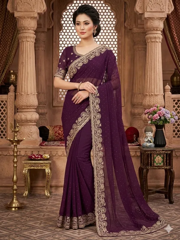Wine_Star_Star_Georgette_Saree_For_Women