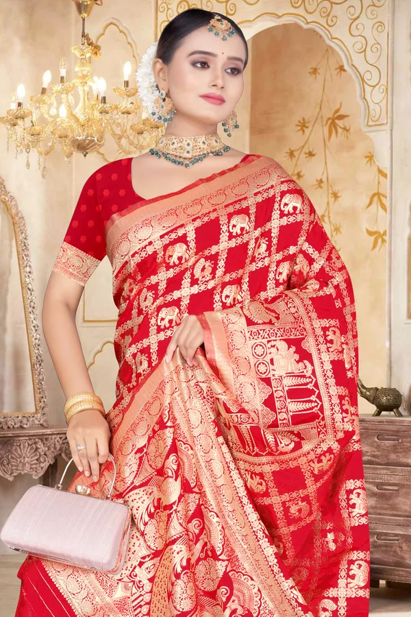 Women's_Banarasi_Art_Silk_Saree_–_Crimson_Red_Wedding_&_Festive_Saree_with_Heavy_Woven_Golden_Zari_Border_and_Blouse_Piece