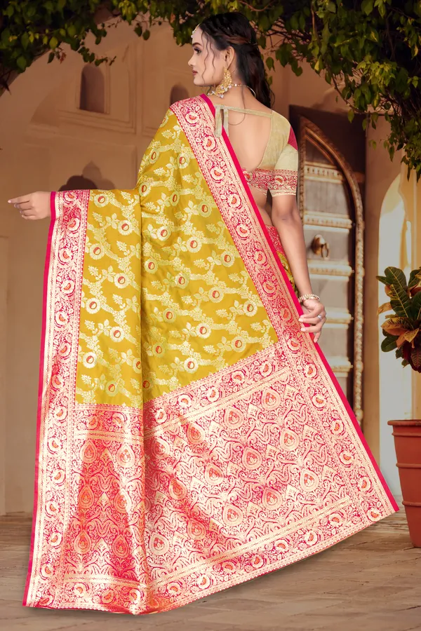 Women's_Banarasi_Art_Silk_Saree_–_musterd_&_Hot_Pink_Festive_Wear_Saree_with_Heavy_Woven_Zari_Border_and_Blouse_Piece