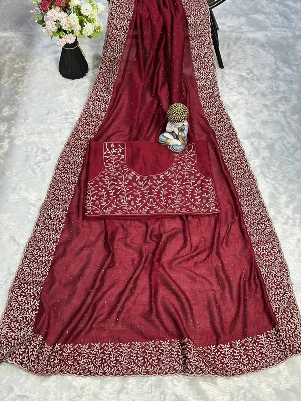 Maroon_Vichitra_Silk_Saree_For_Women
