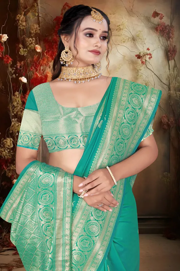 Women's_Banarasi_Art_Silk_Saree_–_rama_green_Festive_Wear_Saree_with_Heavy_Woven_Golden_Zari_Border_and_Blouse_Piece